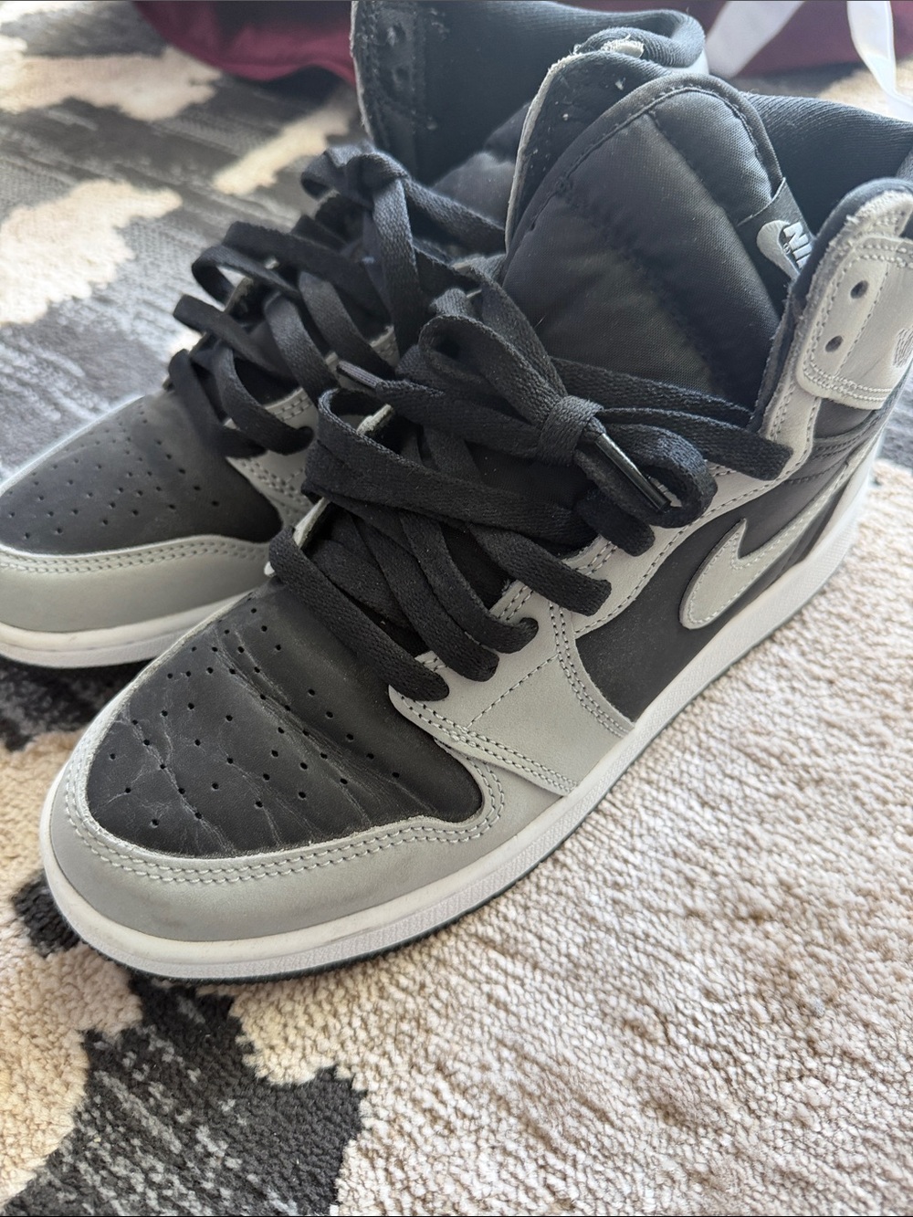 Jordan Kids Black and Gray High-Top Sneakers with Silver Swoosh